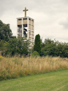 Klocktorn Östra kyrkogården Malmö. Arkitekt Sigurd Lewerentz.